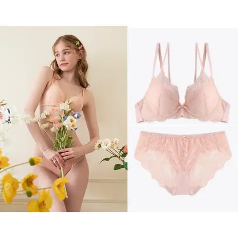 [롯데백화점][예스]복숭아 피치 풀커버 레이스 브라 레이스 팬티 세트YSWBZ317YSWPZ317