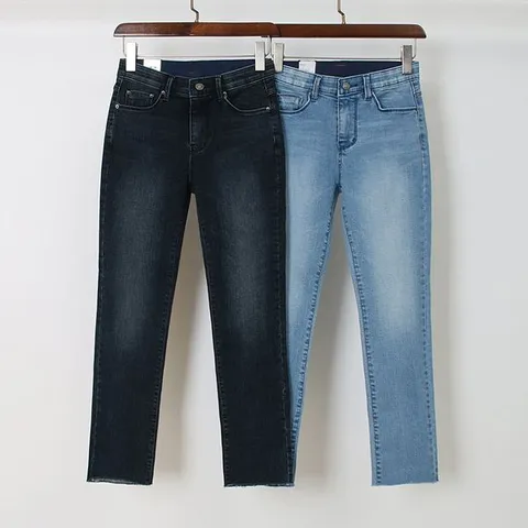 [하프클럽/빅사이즈사랑해요 Q496L401 워싱밑컷팅세미일자진 LO