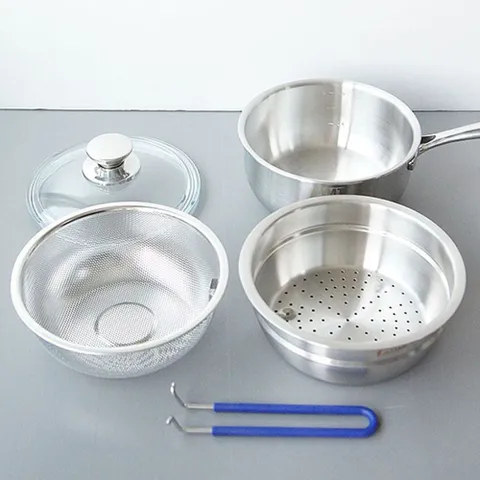 AMT 통5중 스텐 냄비 세트 찜기 채망 멀티 편수냄비 AMT냄비세트 인덕션냄비세트