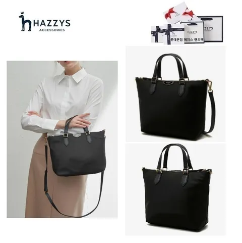 [HOT][완판재출시] 블랙 로고 가죽배색 나일론 토트백 HIBA3E301BK