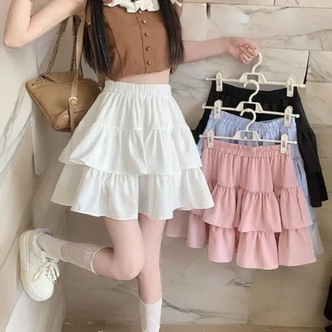 [다잇템] 여자 고무줄 잔주름 쁘띠 티어드 스커트_20581235_588872