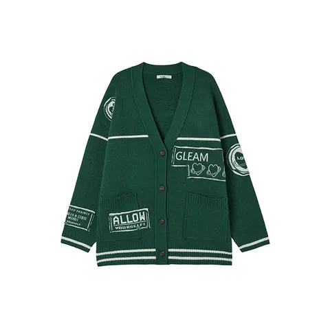 [LAP  레터링 패치 빅니트 가디건 AQ4KGA22