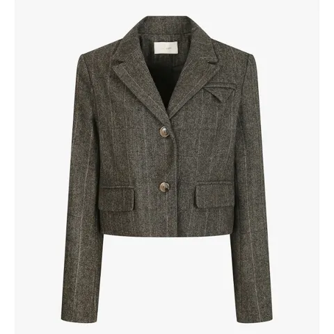 울 헤링본 크롭 재킷 GMBP0JK21