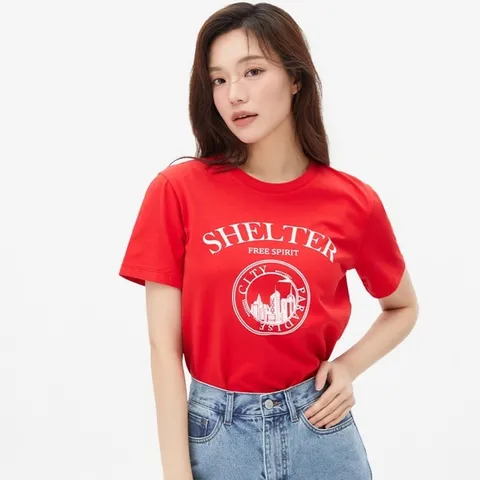 플라스틱아일랜드 [BEIGE]실켓터치 시티 프린트 티셔츠 PR7CH361 463691