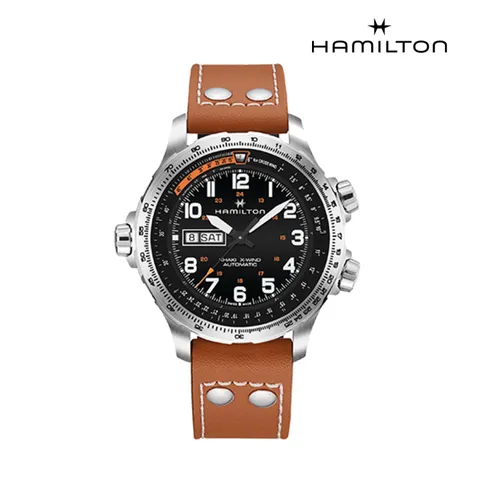 [롯데백화점]H77755533 카키 엑스윈드 데이데이트 블랙 가죽 남성 시계