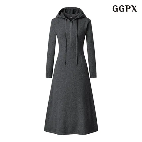 정상가: 119000원ㅣ반집업 후드 절개 플레어 롱 원피스 (GODOW023D)