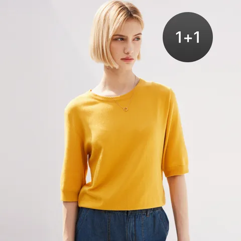 [최초가 109000원] [55~88] [1+1] 프릴넥 반팔 니트 2종