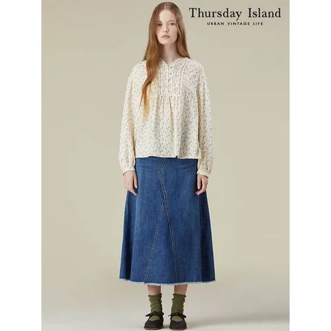 [하프클럽] 이중지 거즈 핀턱 블라우스(T236MBL143W)