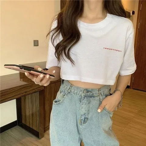 [하프클럽] 뉴욕타운 미우 반팔 크롭 티셔츠 LM-0447 세미티