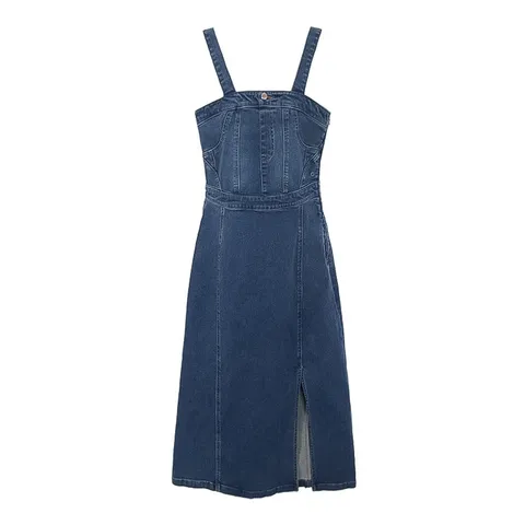 여성 뷔스티에 데님 원피스 미디엄블루 YO2D6752