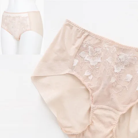 비비안 판도라 노라인팬티 여성 세미 맥시 레이스 햄팬티 스킨색