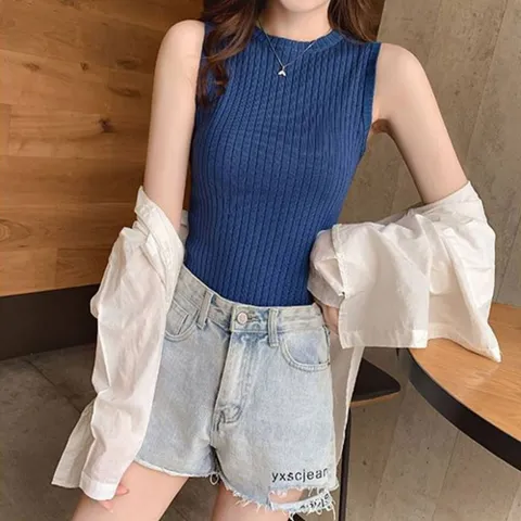 여성 5컬러 슬림 부드러운 이너티 민소매 나시티셔츠 여성여름티 민소매티 나시티 골지티 면티