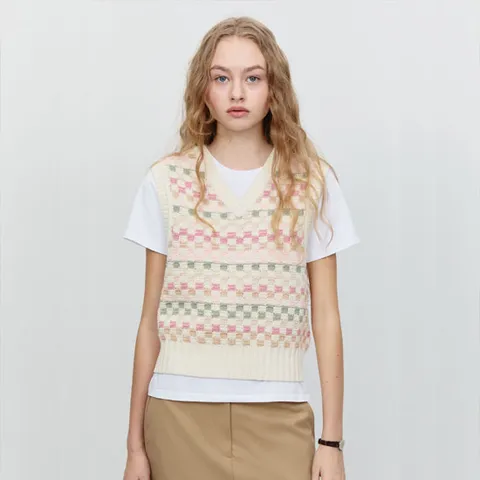 던스트 UNISEX CRAFTED V-NECK KNIT VEST IVORY_UDSW5A109IV