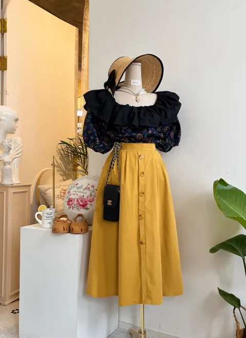 [브리치] 리본마켓 / 생제르망 오프숄더 퍼프 셋업 투피스 SET