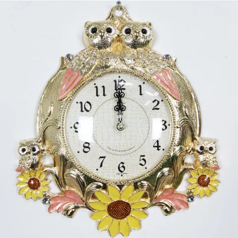 금도금 해바라기 쌍부엉이 무소음 인테리어 벽시계 부엉이시계 해바라기시계 추시계 앤틱벽시계