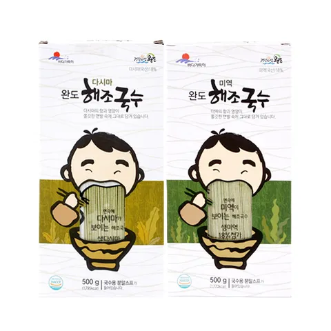 완도 해조 다시마국수1팩+미역국수1팩/팩당500g/스프동봉