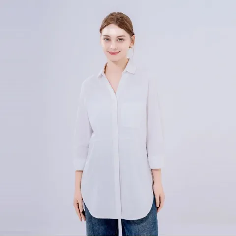 [최초가 49,000]여성 루즈핏 린넨 롱 셔츠_화이트