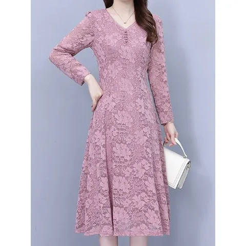 [하프클럽/디애이치]라이사 V넥 레이스 꽃 원피스 2color