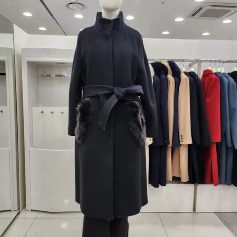 안감 누빔 차이나 루즈빗 롱 모직 겨울 코트JACW1WCH0290_US