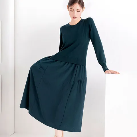 [최초가 89000원] [55~88] 니트 우븐 투톤 원피스