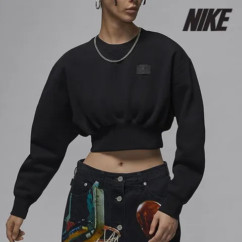 [하프클럽]  조던 여성 크롭티 /a2- FV7153-010 / 우먼스 조던 플라이트 플리스 크롭 스웨트셔츠