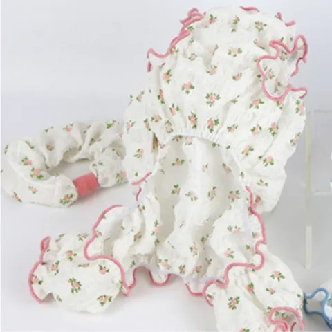 강아지 플라워 나시 올인원 핑크 1P 여름 점프수트 반려견꽃올인원 반려견나시올인원