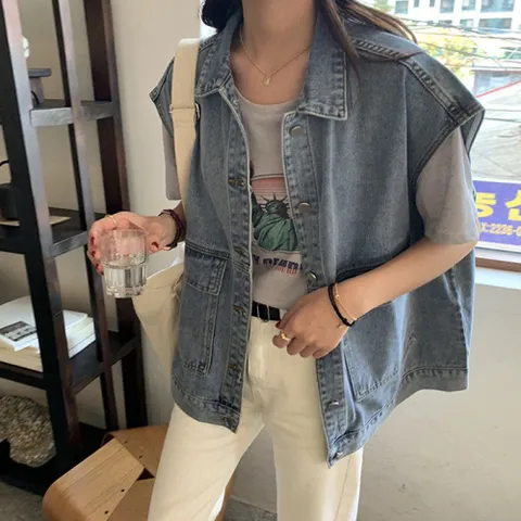 [브리치] 코키코키 / 레트로 오버핏 청조끼 데님조끼 캐주얼