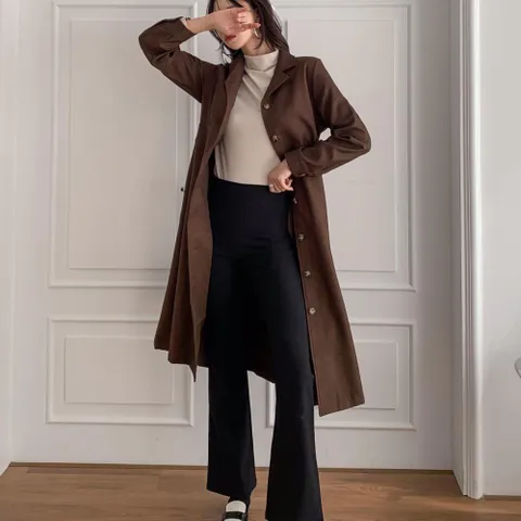 여자 가을겨울 단추 오픈형 원피스 아우터 자켓