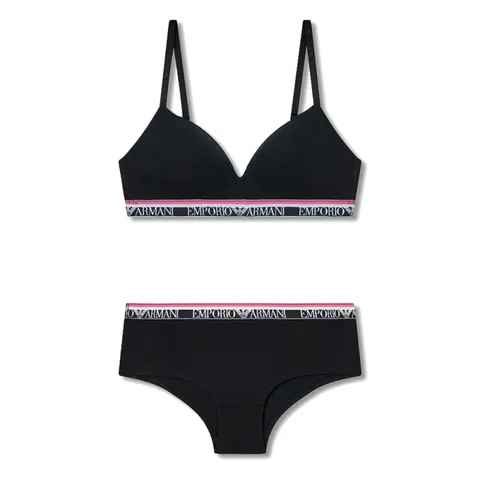 [롯데백화점][엠포리오 아르마니 언더웨어]스트라이프 밴딩 패디드 트라이앵글 브라 치키팬티 세트 (0825181525-12525)