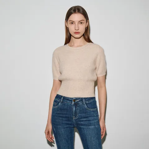 CINDY Raccoon rib half sleeve knit