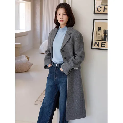 [롯데백화점]울혼방 클래식 롱 단직 코트(OW4WHA51)