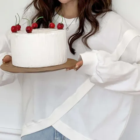 [디작소] 여성 언발 사선 밑단 오버핏 썸머 맨투맨