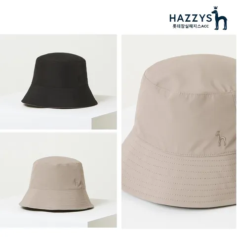 [선물포장] HILG2F006.BK_블랙 베이지 퍼피자수 양면 벙거지모자 428519