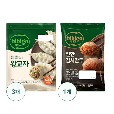 비비고 왕교자 1.05KG X 3 + 수제진한김치만두 200G X 1