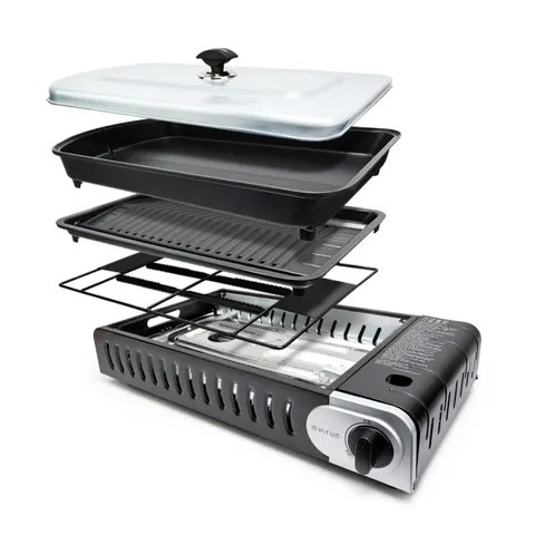 국산 올인원 야외 가정용 멀티 와이드 3 콤보 캠핑용 가스 그릴 세트