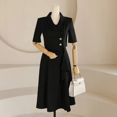 (~XXL까지)모인드 자켓 레이어드 러플 플레어 원피스 여름 하객룩 오피스룩 데이트 모임 미시 빅사이즈