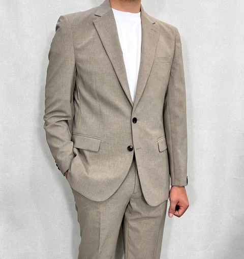 정장 여름 슬림핏 스판 캐주얼 셋업정장 베이지 WS2JK63-2