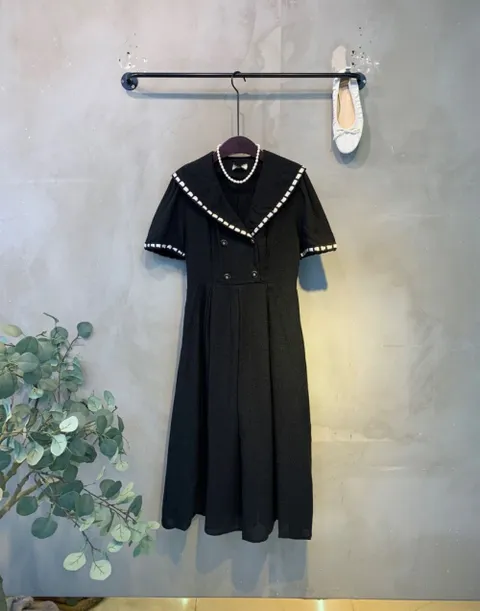 [브리치]  / 기몬 세일러카라 더블버튼 반팔 롱원피스 2color C