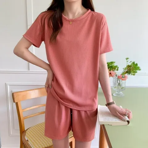 투피스 프리 이지 룩 골지 베이직 링클 심플 캐쥬얼