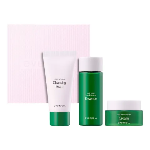 [줄기세포배양액]  셀바이탈 스킨케어 3종 체험키트(에센스+크림+클렌징폼) 니도겐 안티에이징 주름개선 기초세트키트