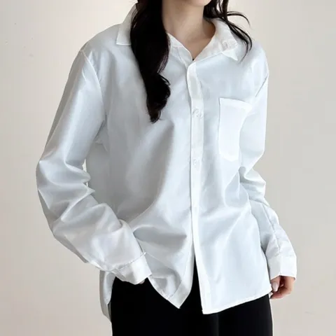 [M7] 여자 SS 데일리 민무늬 베이직 미니멀리즘 셔츠