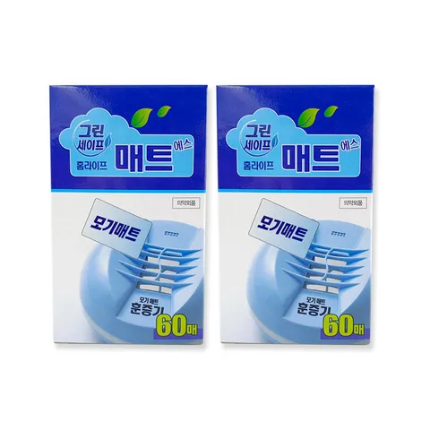 모기향 그린세이프 홈라이프매트에스 60매 -2개 홈매트 모기퇴치 홈키파