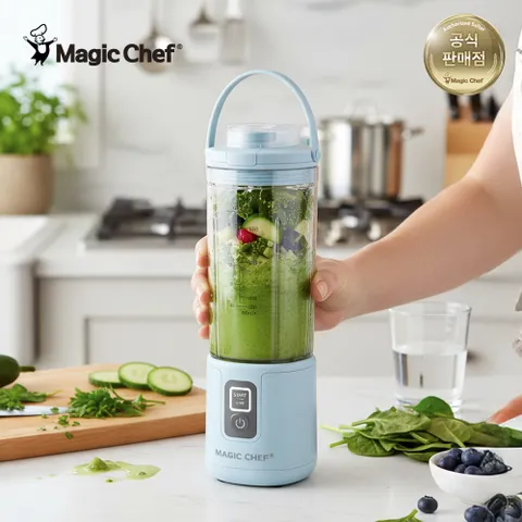매직쉐프 무선 미니 믹서기 MBL-P450_M 블루 민트 소형 블렌더 휴대용 믹서기 텀블러 학교 사무실 ABC주스 블랜더