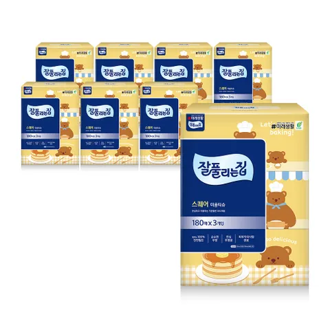 스퀘어 미용티슈 180매 x 3입 x 8팩