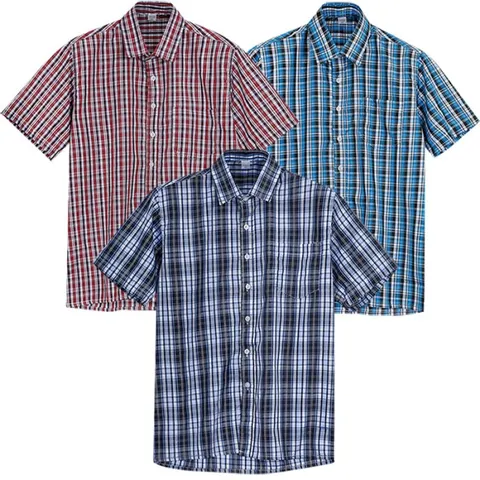 여름 가슴 포켓 베이직 체크 반팔 남방