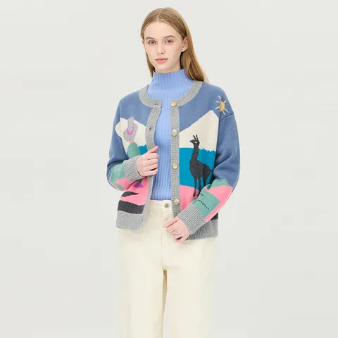 [본사] 컬러 믹스 인타샤 니트 가디건_BAKC72561BL