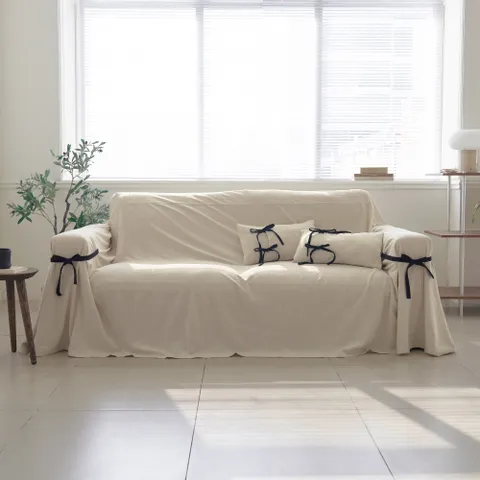 내추럴한 바닐라 린넨 쇼파커버 쇼파덥개 가리개 1~5인용 (+쿠션커버)