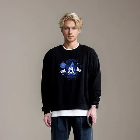 [하프클럽/원플]디즈니 남여공용 굿바이브스 미키 프린팅 맨투맨MIMH011