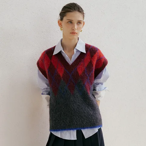 25FW 칸 아가일 니트베스트