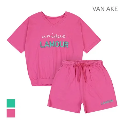 브이넥 반팔 반바지 세트_VB38TPUP01Y